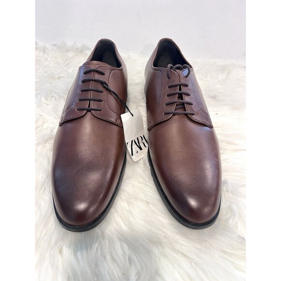 ZARA Men Brown Pointed Toe Lace Up Derby Dress Shoes Size US 11 EUR 44 2400/220 main image 9